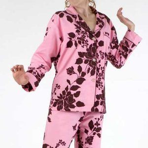 Bedhead Cotton Flannel Pajamas - Pink and Chocolate Exotic Floral - New